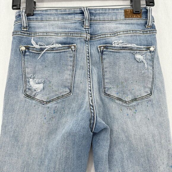 Judy Blue Jeans Womens 3 26 Boyfriend Blue Denim Rainbow Paint Splatter Distress - Picture 5 of 13